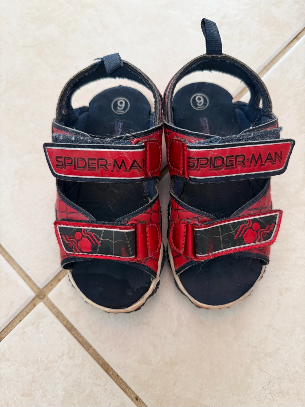 Spiderman Red and Navy Kids' Hook-and-Loop Sandals